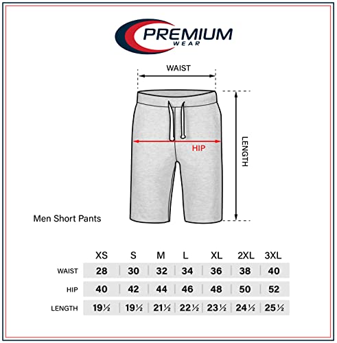 Premium Wear Men's Casual Soft Cotton Elastic And Drawstring Fleece Jogger Gym Active Pocket Shorts - Grey X-Large #TOP1