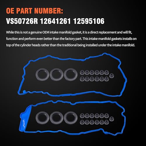 Image of HiSport Engine Valve Cover Gasket Set - Compatible with GMC Acadia 3.6L V6 3564cc 217cid 2007-2008 - Replace VS50726R