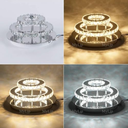 Lustre plafond pendentif cristal LED blanc réglable avec télécommande sans fil - 4