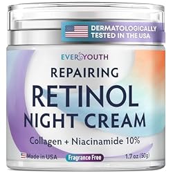 Night Cream Face Moisturizer for Women with Retinol, Collagen, Niacinamide, Anti Aging Overnight Face Mask, Made in USA, Niacinamide Serum Facial Moisturizer Anti Wrinkle Cream for Women, 1.7oz