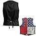 Wdktrgetd Boys Green Suit Vest V-Neck Boy's Formal Suit Vest Youth Slim Dress Vests for USA 250th Anniversary Summer School Boys Fashion Vests With Back Strap,Pockets USA Flag Print Size 7-8 Years