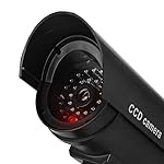 Equay-Fake-Security-Camera-Dummy-CCTV-Surveillance-System-with-Realistic-Red-Flashing-Lights-and-Warning-Sticker-4-Black