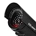 F FINDERS&CO Outdoor Fake Security Camera, Dummy CCTV Surveillance System with Realistic Red Flashing Lights and Warning Sticker (4, Black)