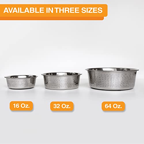 Neater Pet Brands Hammered Decorative Designer Bowls - Luxury Style Premium Dog and Cat Dishes (Medium, Stainless) - Thumbnail 5