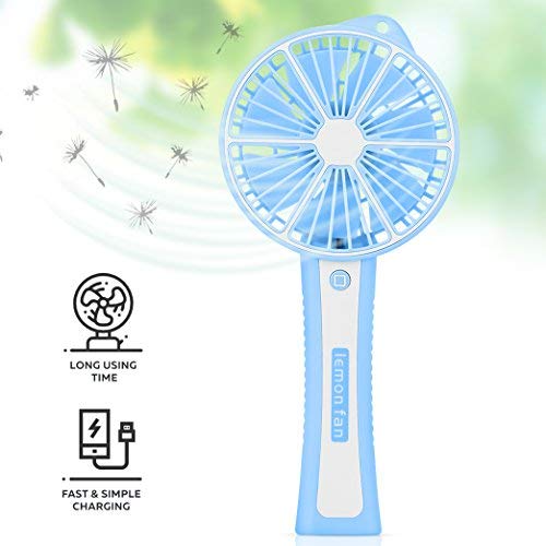 Function Labs Personal Mini USB Handheld Cooling Fan - Rechargeable, Compact and Portable, Quiet Fan Speed - Perfect Home, Camping, Kids, Gifts (Lemon Blue)