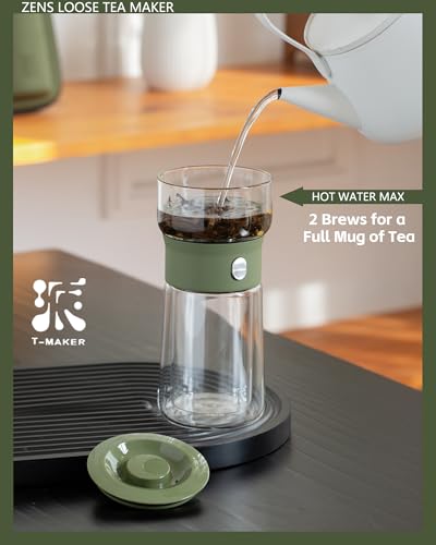 Image of ZENS Modern Glass Infuser Teapot, Smart One Touch Tea Maker for Loose Tea Diffusers with Insulated Mug and Portable Case, Enchanted Teapot Alternatives for Tea Lover Gifts