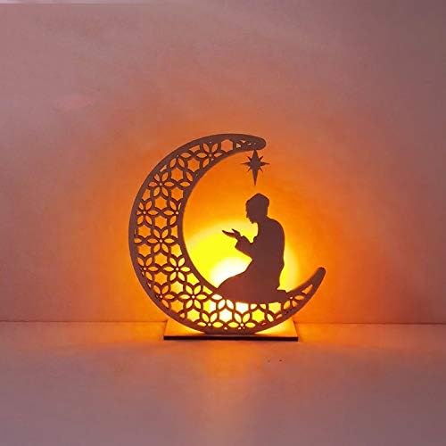 Ramadan Decorations for Home Eid Mubarak Moon Wooden Plaque Hanging Pendant Islam Muslim Event Party Mubarak Decor Supplies (Color : 4) (1)