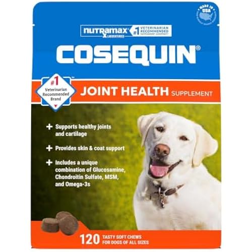 Nutramax Cosequin Joint Supplement for Dogs, Skin & Coat, Soft Chews,120ct