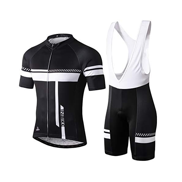 INBIKE Cycling Jerseys for Men Mountain Clothing Bib Shorts with Gel Padded Seat - Biking T Shirt Suits (XL)