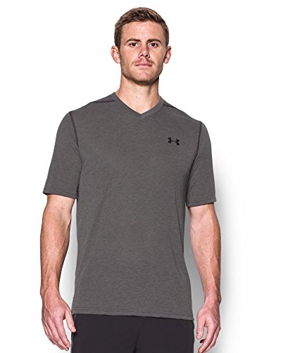Under Armour Men's Threadborne Siro V-Neck T-Shirt, Carbon Heather /Black, Small
