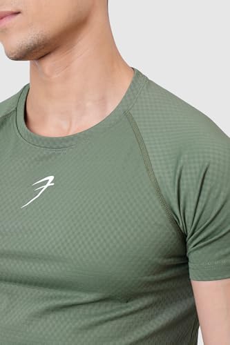 Image of FUAARK Grain Men's Slim Fit Heavyweight Stretchable Raglan Sleeves Gym & Workout Tshirt