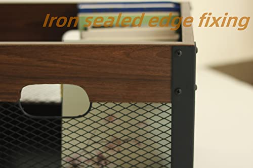 Crazywood Vinyl Record Storage Case, Wooden Lp Record Storage Case, Magazine And Newspaper Storage Basket 13.6"(L)*14.3"(W)*10.6"(H) Inches Wooden Storage Basket #TOP5