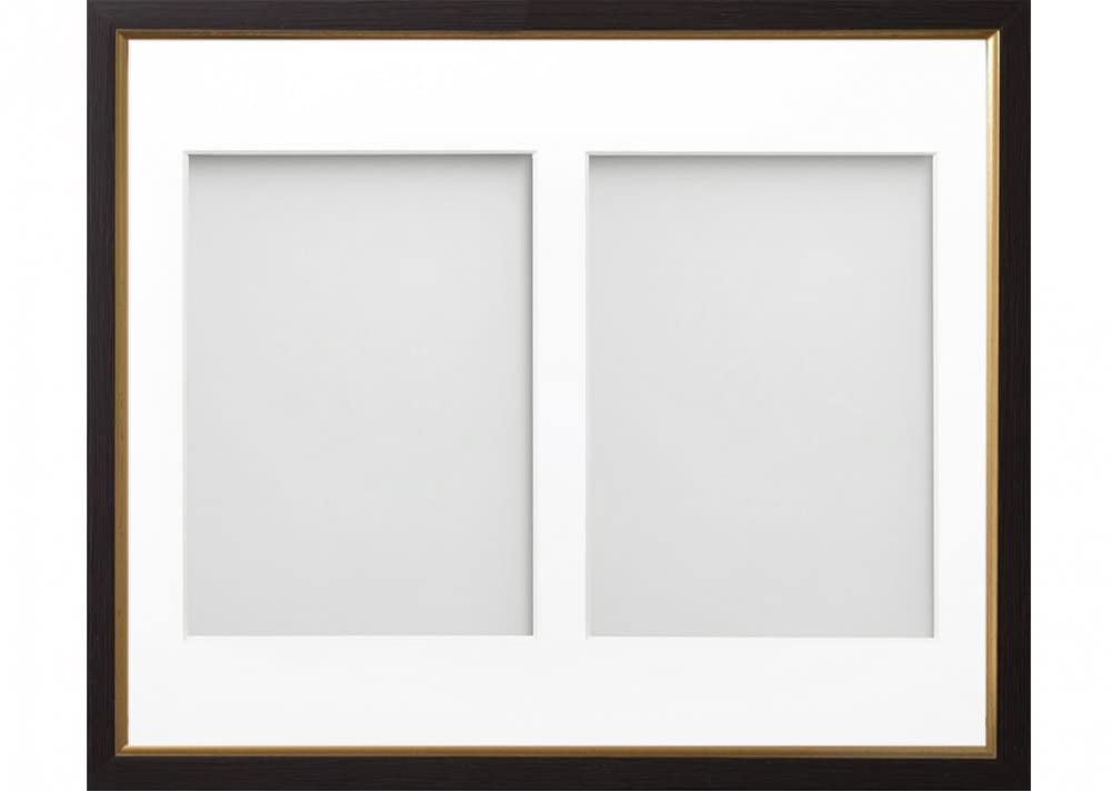 Frame Company Drayton Multi Aperture Photo Frame, Black with Gold Inset, 12x10 for 7x5 inch (x2)