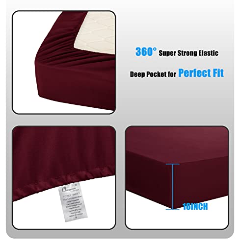 Chezmoi Collection Liam Burgundy Queen Size Comforter Set - 7 Pieces Coin Pattern Bed In A Bag With Comforter, Bed Sheets, Pillowcases, & Shams Bedding Set #TOP6