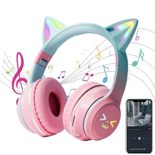 Casque de jeu avec oreilles de chat pliable avec éclairage LED et micro intégré - 7