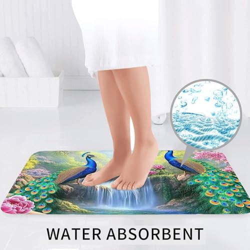 Alfombrilla de baño de pavo real en microfibra suave de alta densidad 7