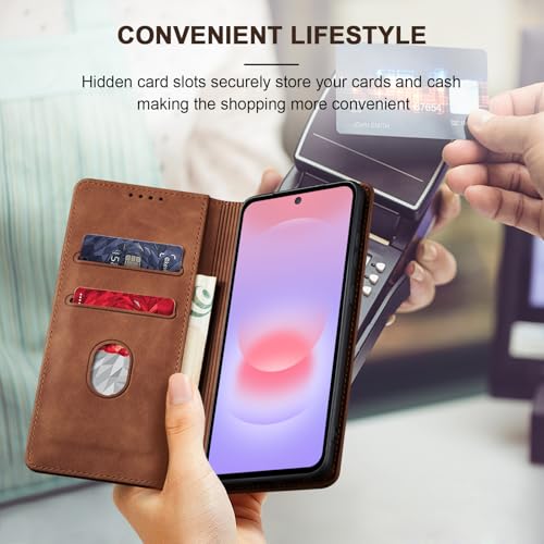 Image of Jasonyu Flip Wallet Case for Samsung Galaxy A37 5G,Brown