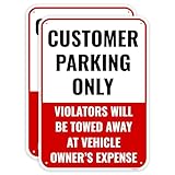 2PC Customer Parking Sign, 14 x 10 Inches - Aluminum - Customer Parking Only Sign for Business