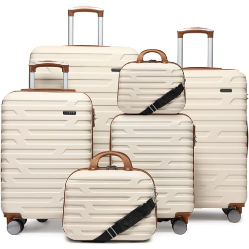 Luggage Sets 6 Piece Hardside Expandable Suitcases with Two Cosmetic Cases, Spinner Wheels & TSA Lock - Durable and Stylish Travel Companion