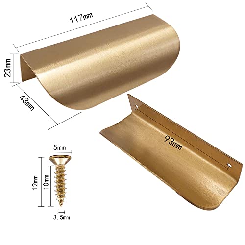 Oneyijun 2 Pcs Leaf Shape Cabinet Drawer Wardrobe Door Brass Gold DecorativeFurniture Pulls Handles Kitchen Door Drawer Pull Knobs with Screws for Bathroom Bedroom (117mm Style2) - Image 2