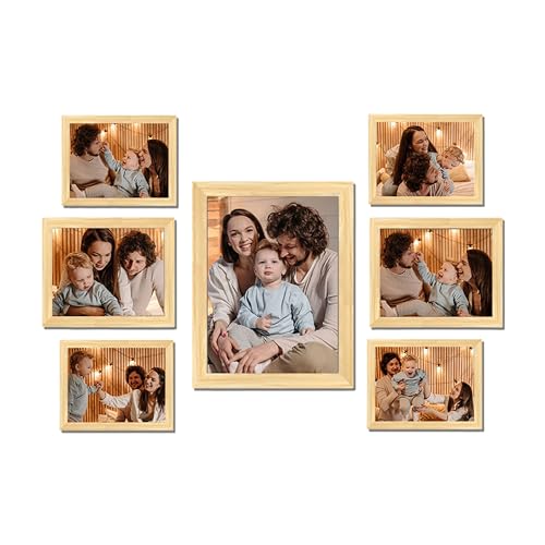 Image of Art Street Modern Wall Collage Photo Frame, Individual Picture Frame Set For Living Room, Decorative Wall Hanging Home Decor - Set Of 7 (6x8, 8x10, 8x12 Inch, Beige)