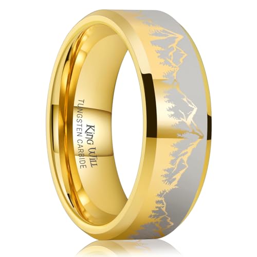King Will Tungsten Wedding Bands with Nature Inlay