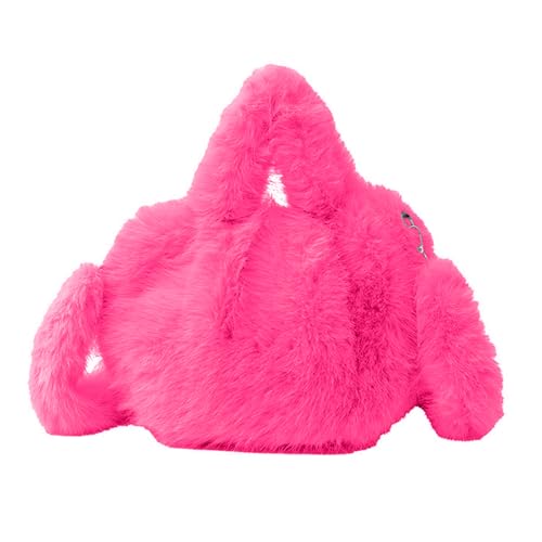 Ruarby Sac à bandoulière en fausse fourrure pour femme - Couleur bonbon - Rond - Pour le shopping, D, One Size