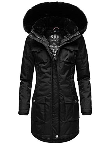 Preisvergleich Produktbild Navahoo Damen Wintermantel Winterparka mit Abnehmbarer Kunstfellkapze Tiniis Black Gr. M