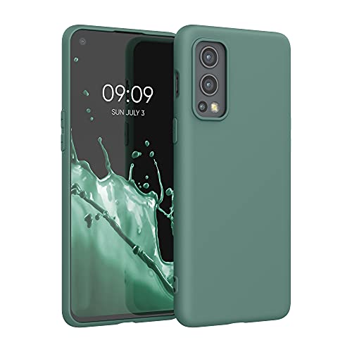 kwmobile Funda para OnePlus Nord 2 5G Carcasa - Ultrafina de TPU y Silicona con Bordes elevados anticaídas - Verde Bosque