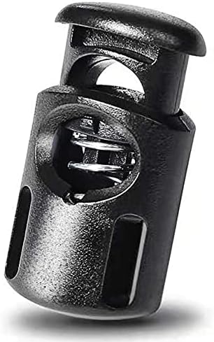 HIGGAT Cord Locks Plastic Toggle Spring Stop Cord Locks End Stoppers for Drawstrings, Bags, Shoelaces, Clothing, 10 PCS (Black)