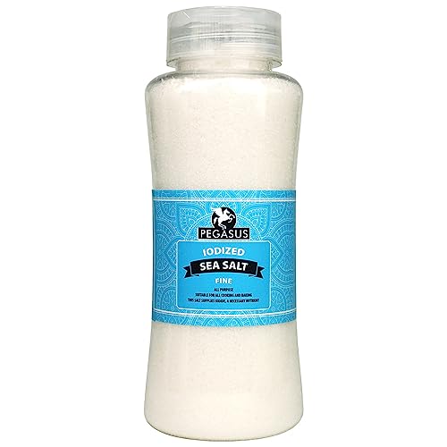Pegasus Iodized Fine Sea Salt 800g All-Purpose Cooking Salt Fine Grain for Everyday Seasoning Baking and Food Preparation Resealable Bottle (Pack of 1)