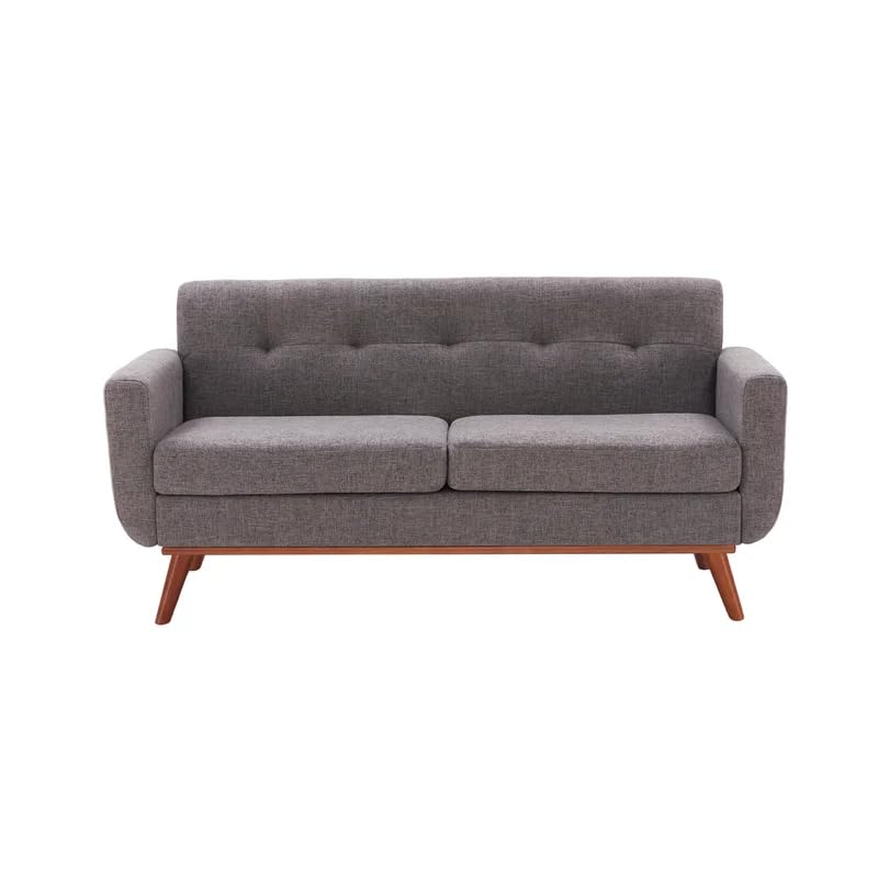 Image of LEGACY OF COMFORT Carmencita 65 inch Square Arm Loveseat 2 Seater Sofa Two Seater Sofa for Living Room Guest Room Hotels Office (Grey)