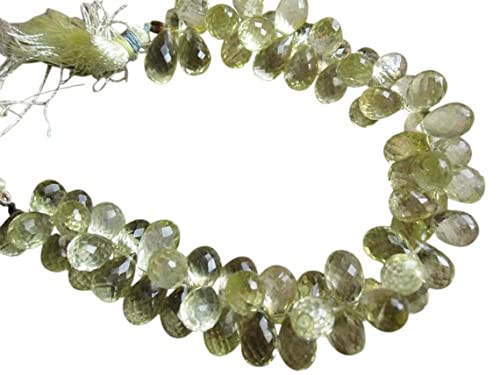 Quartz Citron Haut de Gamme en Perles Briolettes Facettées Taillées pour Haute Bijouterie
