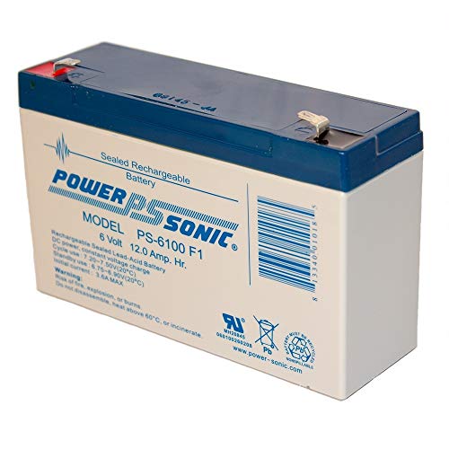 image for Power Sonic PS-6100 Rechargeable Sealed Lead Acid Battery 6V 12AH for 