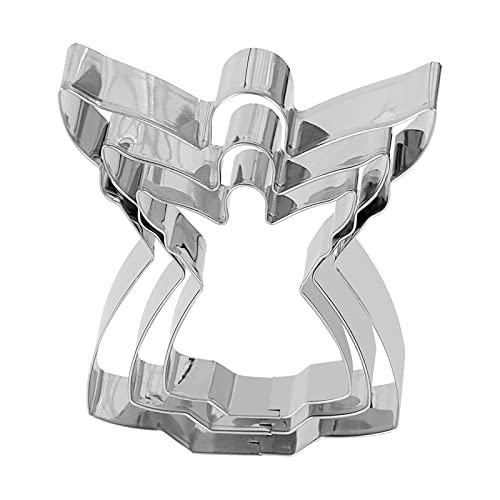 Lot de 3 emporte-pièces en forme d'ange de Noël en acier inoxydable pour biscuits festifs (argent, taille unique)