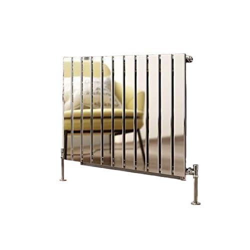 iBathUK Apex Wall-Mounted Horizontal Single Slim Flat Panel Radiator, Steel Chrome High Thermal Output Hydronic Central Heating, Modern Designer Radiator in Chrome, 600 × 836mm — image 1