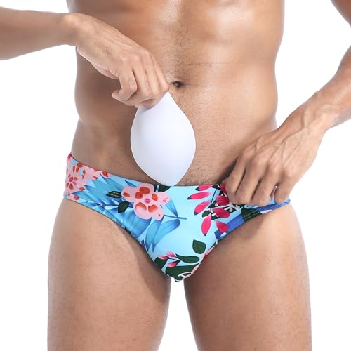 Men's Swim Brirfs Quick Dry Swimwear with Removable Pad and Drawstring Sexy Printed Bikini Briefs Underwear2