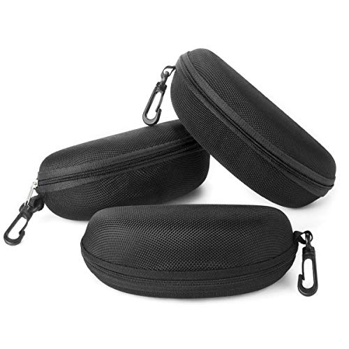 Estuches, Estuche para gafas de sol, Regalo para el día del padre (paquete de 3) AkoaDa Portátil de viaje con cremallera Gancho para estuche para anteojos (3 negros)