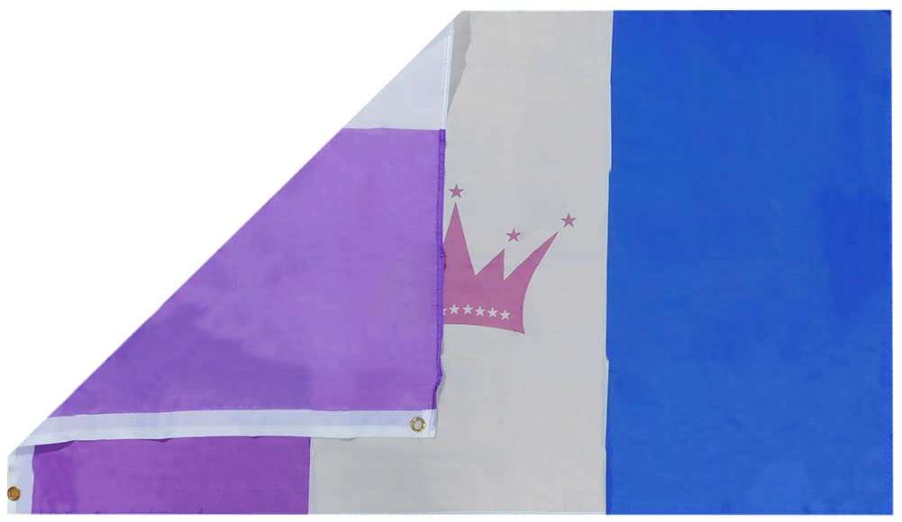 Bandiera Nylon Drag Queen 3x5 Piedi – Corona Viola Bianco Blu, Stampata, Trade Winds