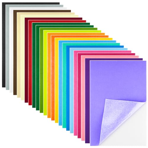Morcheiong 24 Pcs Self Adhesive Felt Sheet Soft Felt Sheets with Adhesive Backing for Art Project and Sewing DIY Craft(11.8x7.9/30x20cm)- 24 Colors