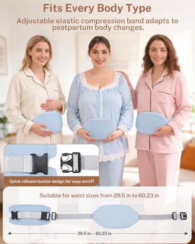 C-Section Recovery Belt, Postpartum Binder with Gel Pack, Blue — 사진 5