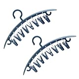 Baluue Percha Colgante Múltiples Clips para Secar Calcetines, 2 Piezas, Color Azul, Clip Fuerte sin Marcas, Adecuado para Ropa Interior, Toallas y Guantes, Secado y Organización Hogar