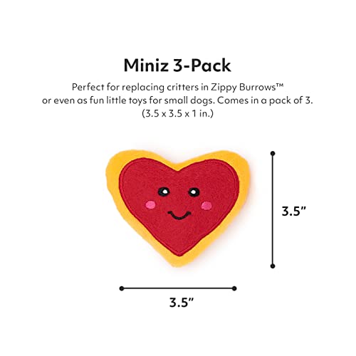 ZippyPaws - Valentine's Miniz, Stuffed Squeaker Dog Toy and Replacement for Interactive Burrows - 3-Pack, Heart Cookies - Image 2