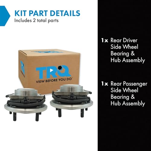 Image of TRQ Rear Driver and Passenger Side Wheel Bearing and Hub Assembly Set 2 Piece Compatible with 12-16 Chrysler Town and Country 12-20 Dodge Grand Caravan 12-15 Ram C V 12-14 Volkswagen Routan