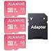 JUANWE 16GB Micro SD Card 3 Pack microSDHC Memory Card with SD Adapter, C10, U1,TF Card 16GB for Dash Cam, Security Camera, Pink