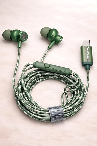 Image of Type-C Wired Earphone with Mic, 10mm Dynamic Bass Driver, Magnetic in-Ear Headphones, Metal Build, Low Latency Sound for Gaming, 3 Button Control, HD Calling, Voice Assistant (Raddish Brown)