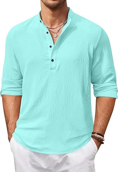 Image of Bellstone Men's Cotton Blend Solid Regular Fit Full Sleeve Short Kurta | Men's Trendy Short Kurta | Ethnic Stylish Casual Lightweight Summer Kurta for Daily and Occasion Use