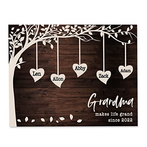 Personalized Gifts For Mom Family Tree Decorative Signs Plaques Custom 2-9 Family Names Tree Of Life Home Decor Engraved Wood Family Tree Frame Christmas Birthday Gifts For Women Mother Grandma Style 1 #TOP7