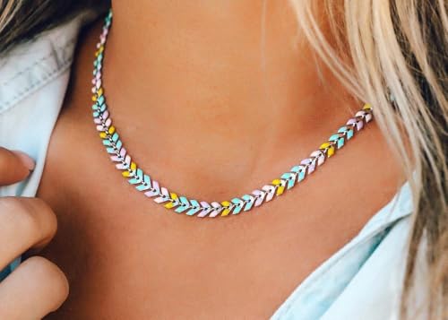 Pura Vida Rainbow Chevron Choker Neckless2