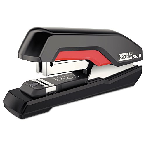 Rapid 5000599 Supreme S50 Superflatclinch Half Strip Stapler 50-Sheet Capacity Black/Red #TOP16